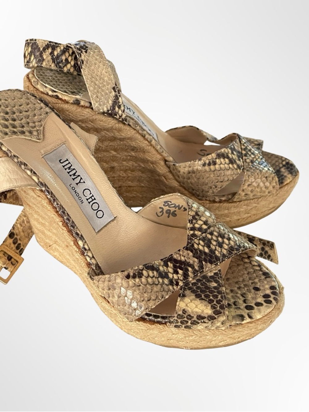 Jimmy Choo Python Espadrille Wedge Sandals in size 5